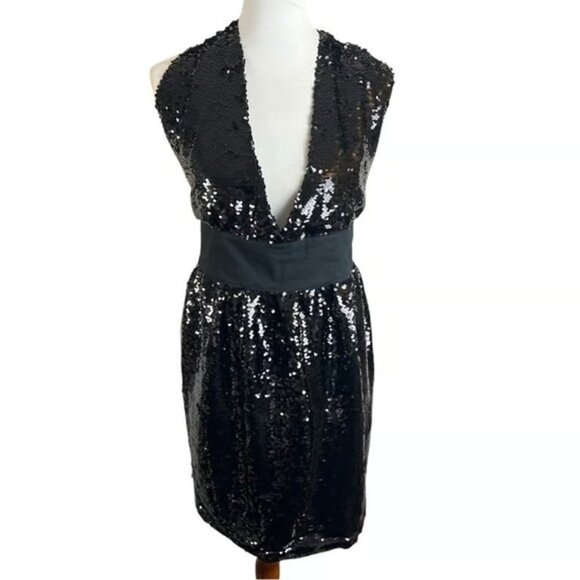 Sequin Apron with Bow Tie Back - Black Fits XL. Handmade in USA - Picture 1 of 4